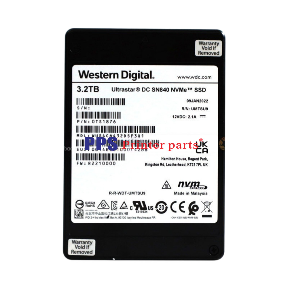 WD DC SN840 3.2TB 0TS1876 SSD PCIe Gen 3.1x4 4GB/s U.2 NVMe 2.5" WUS4C6432DSP3X1