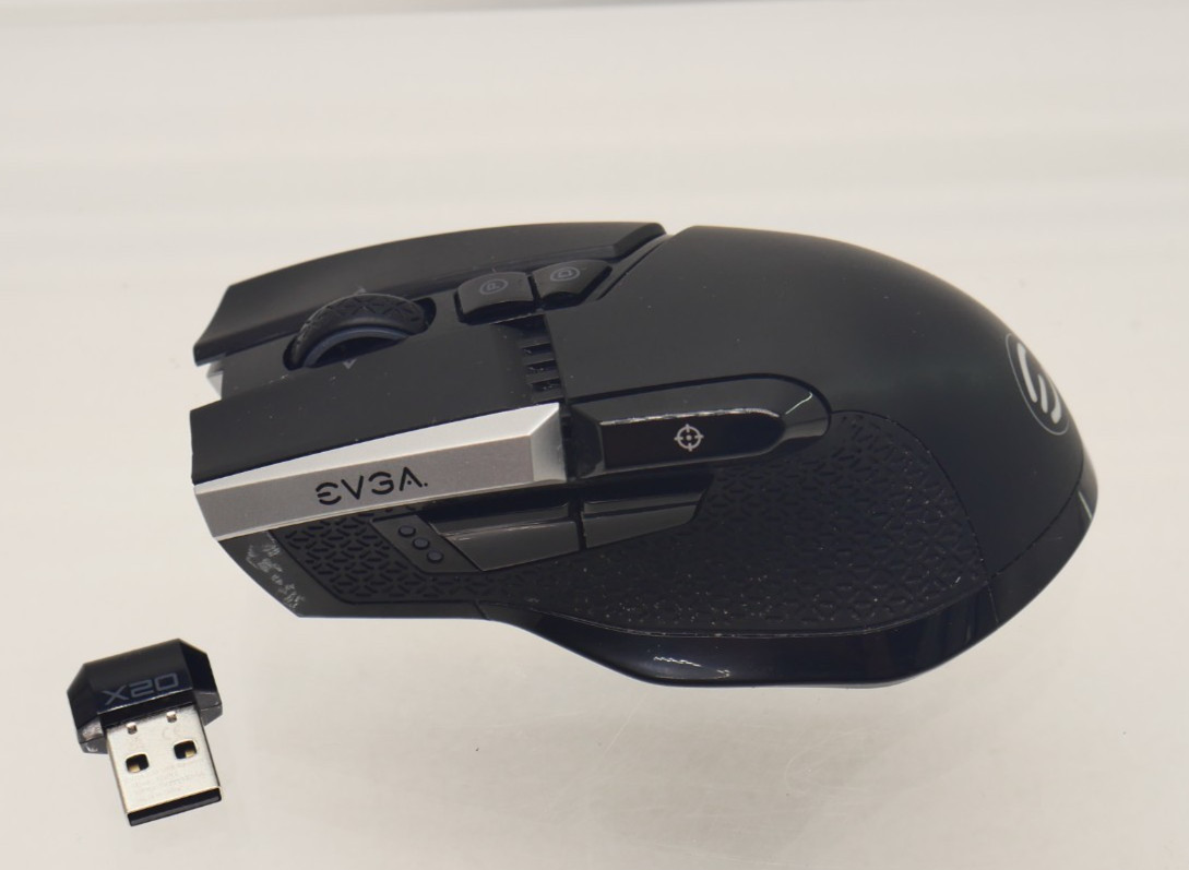EVGA X20 Wireless Customizable Ergonomic Gaming Mouse Black with Dongle, Tested