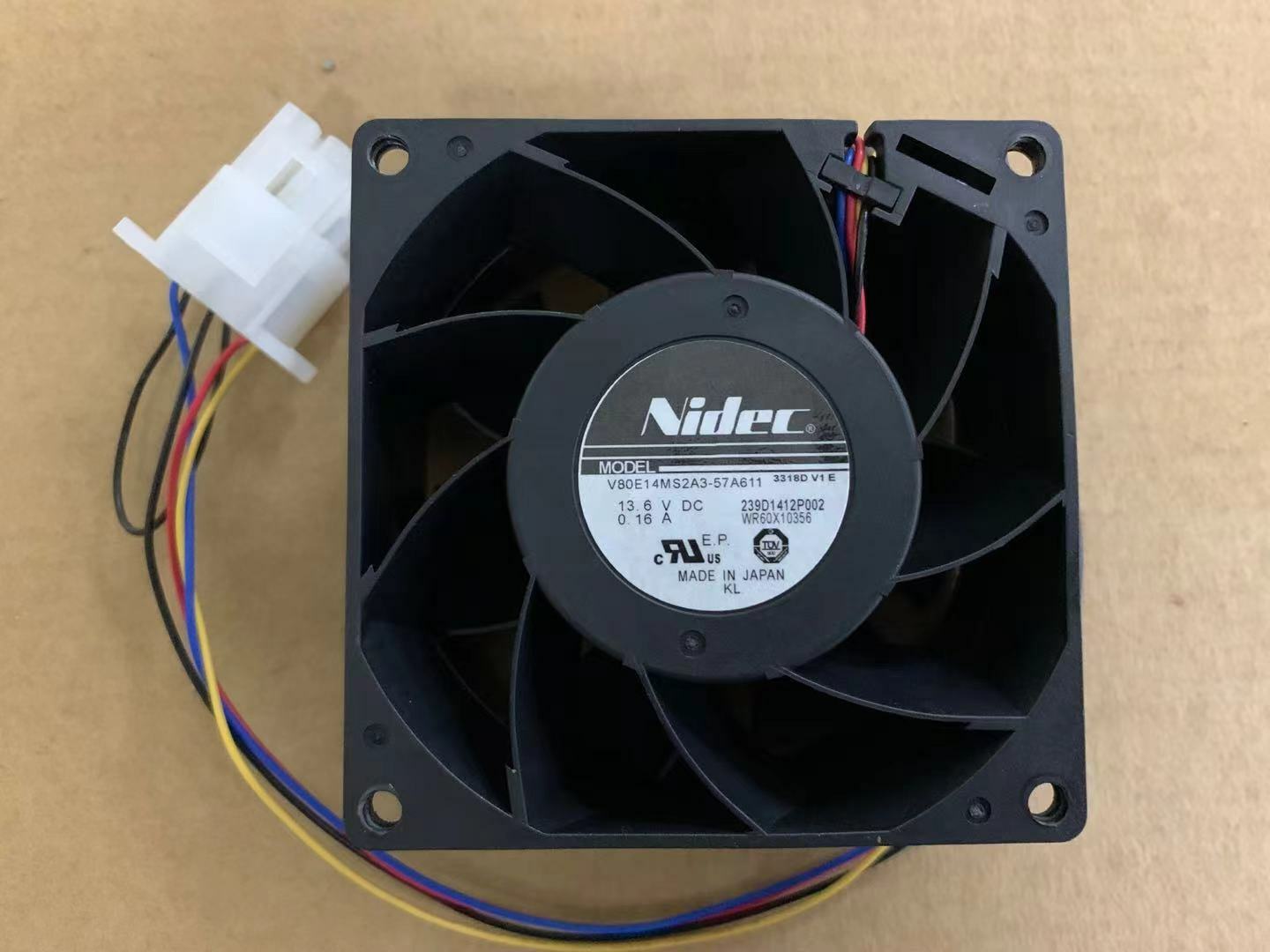 1pcs Nidec 0.16A V80E14MS2A3-57A611 moisture proof fan 4pin 13.6V 80*80*38mm