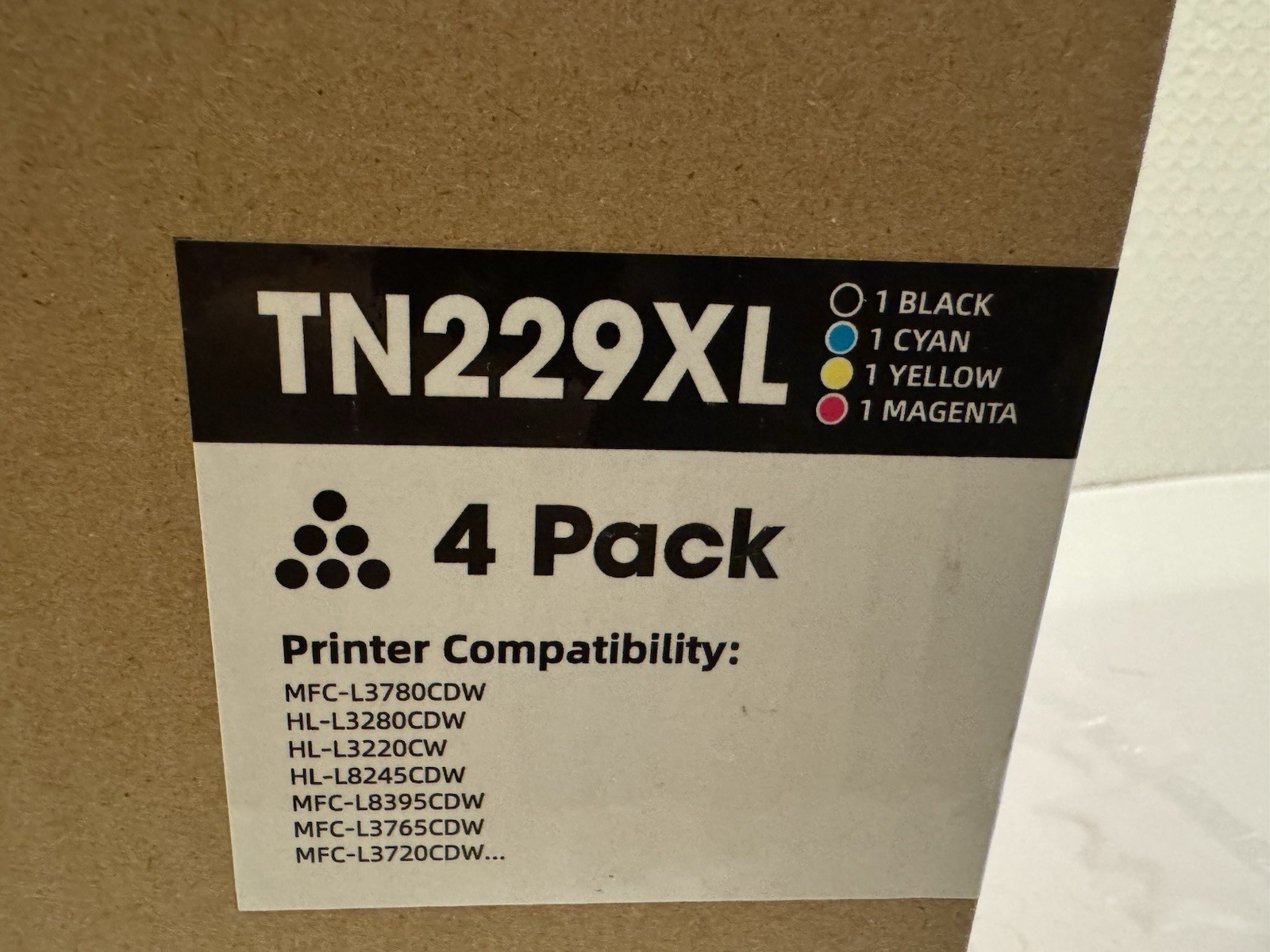 4 Pack TN229XL Toner HIgh Yield For Brother MFC-L3780cdw HL-L3280cdw L3220cdw