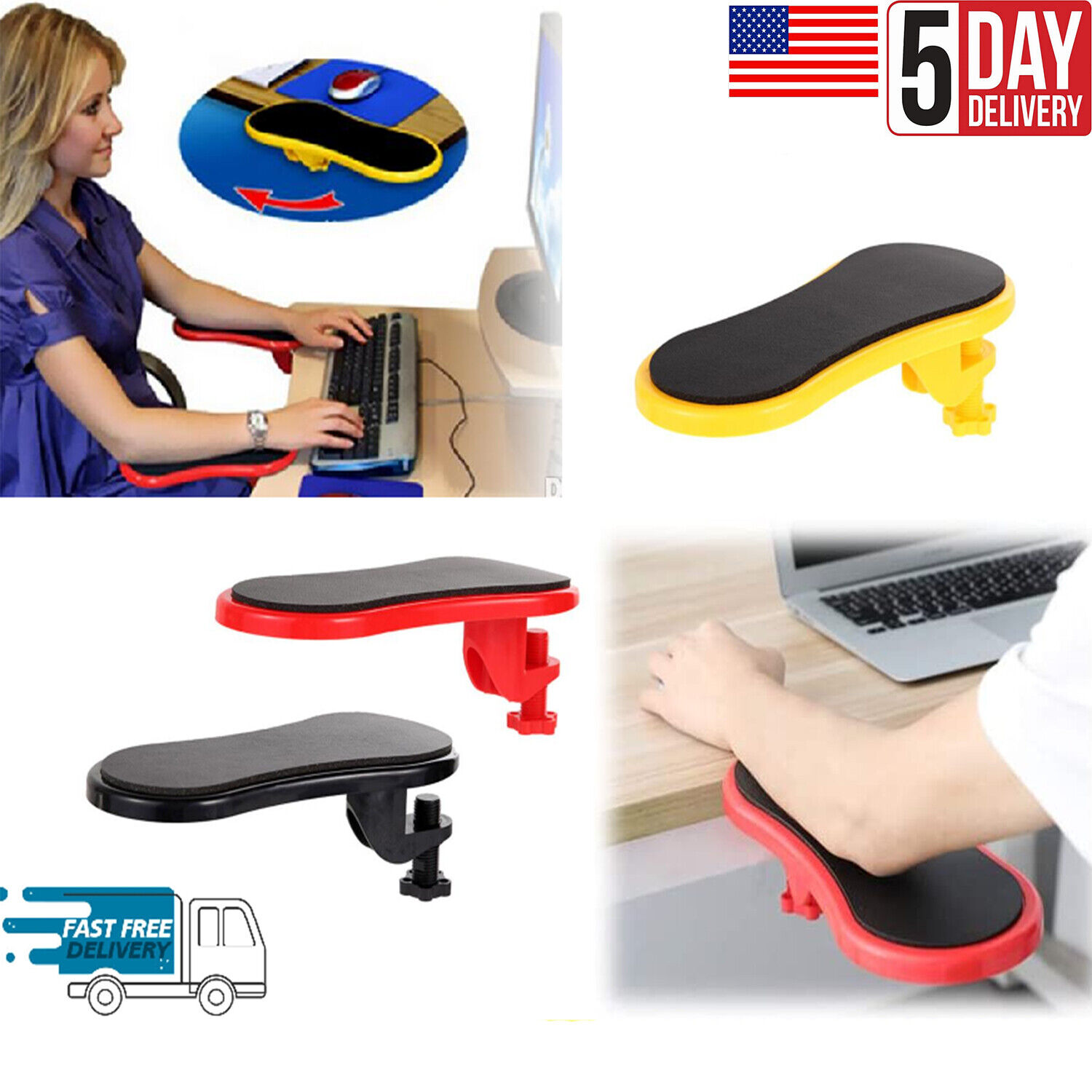 Computer Elbow Arm Rest Hand Support Chair Desk Armrest Office Wrist Mouse Pad