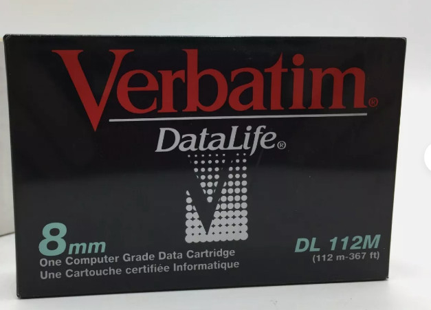 10 Verbatim DataLife 2.5GB 8MM-DL 112M Data Cartridges (112m-357ft) Made inJapan