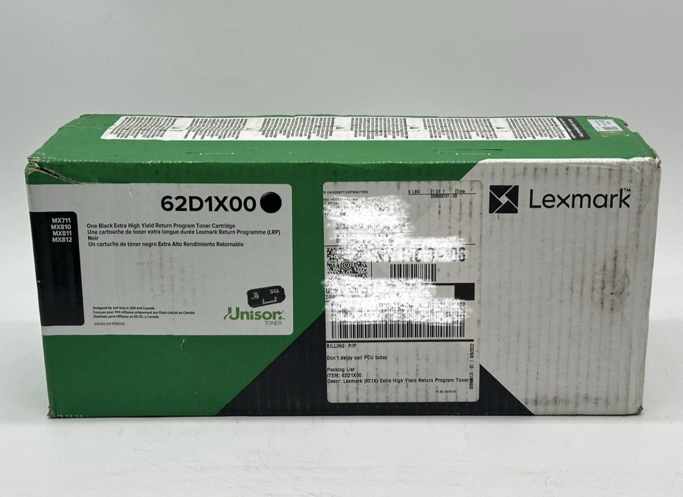 Lexmark 621X (62D1X00) Black Toner Cartridge-Open/Worn Box