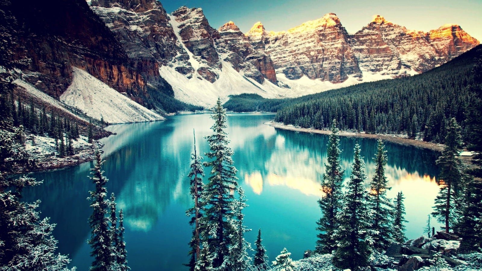 Landscape lake forest moraine mountains canada pine Custom Gaming Mat Desk