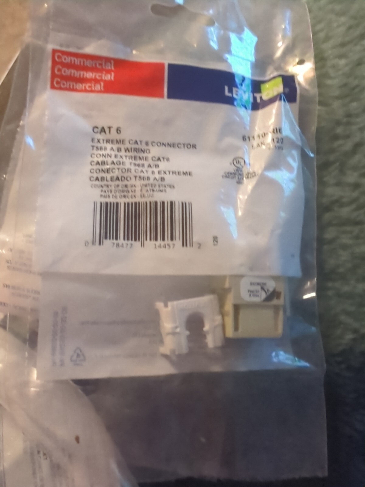 Leviton Extreme 6+ QuickPort Connector CAT 6 Ivory 61110-RI6