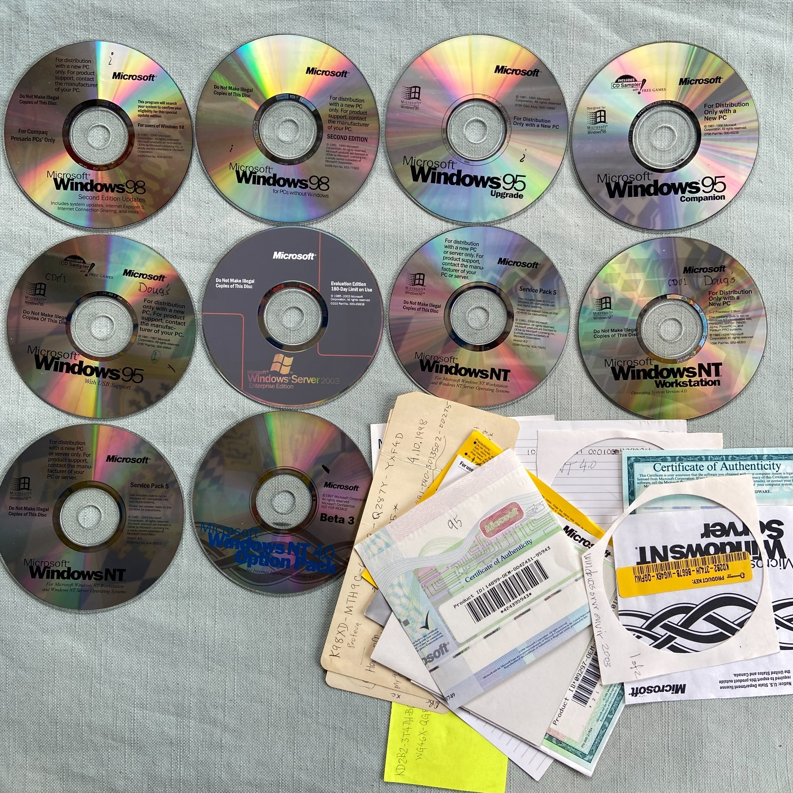 Microsoft PC CD Windows OS 98 SE 95 Upgrade NT Workstation 4.0 SP5 Server 2003