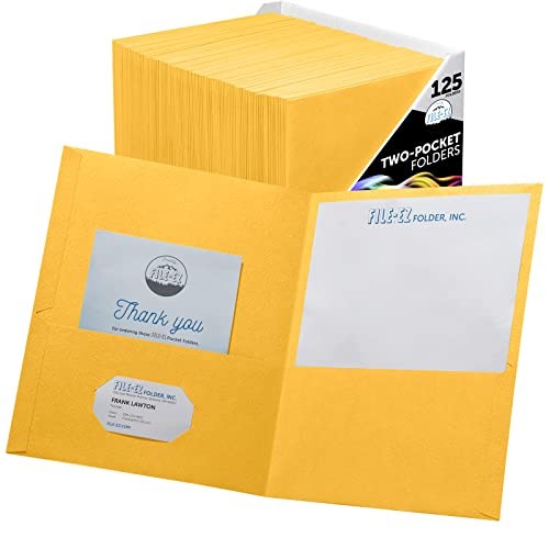  Two-Pocket Folders, 125-Pack, Textured Paper, Letter Size 125 Folders Yellow