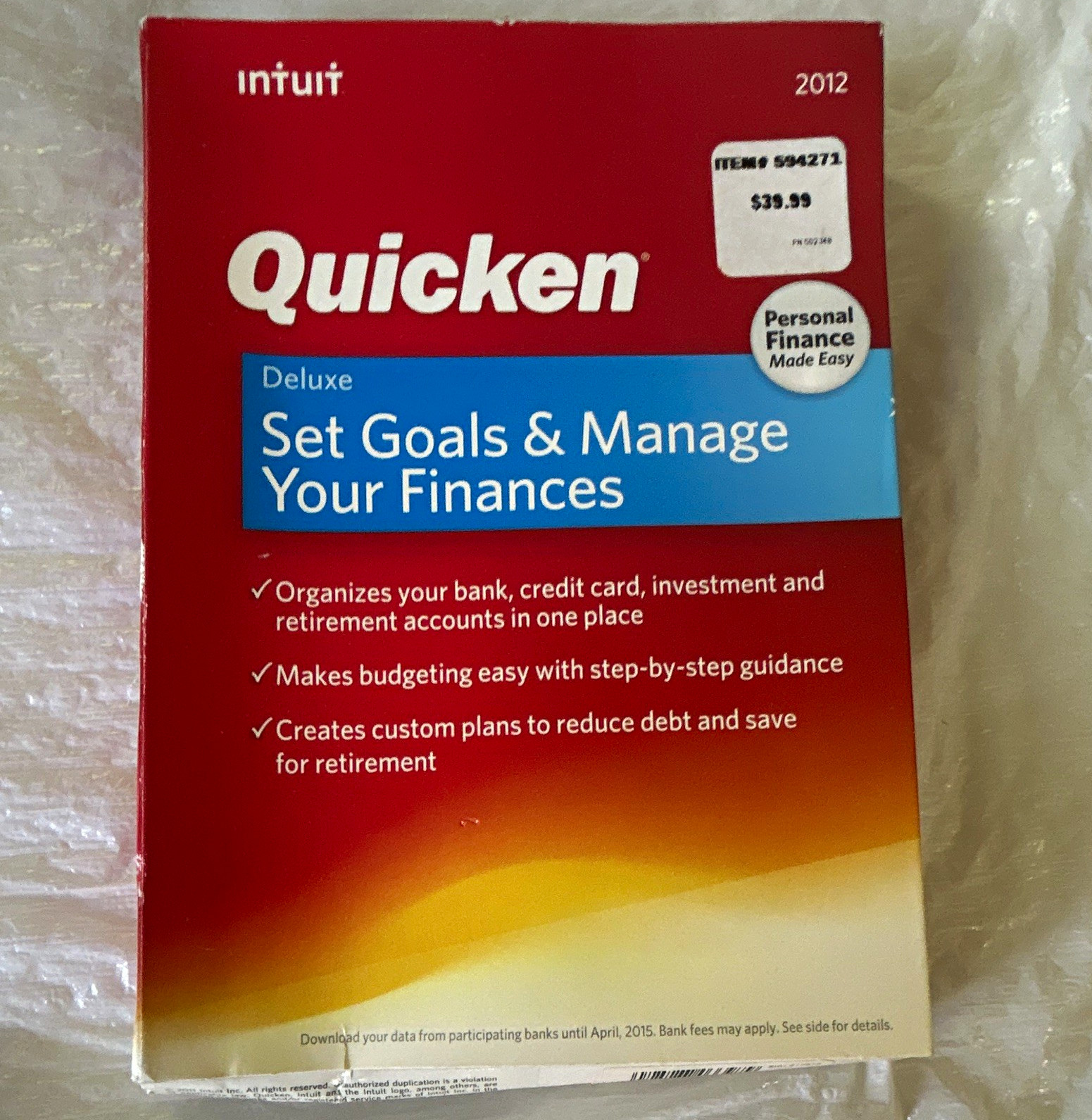 Intuit Quicken Deluxe 2012 Personal Finance for Windows CD English Retail