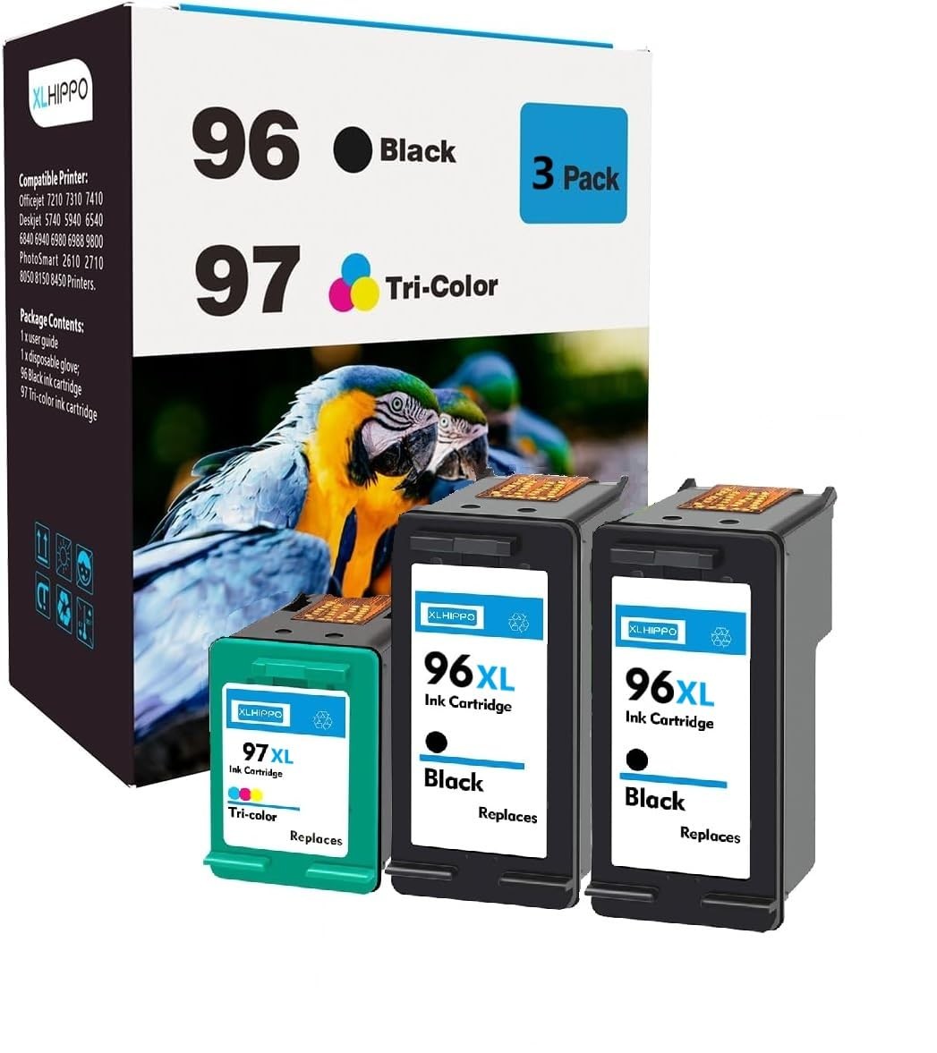 XLhippo 96XL 97XL Ink Cartridges Black Color Combo Pack for HP Printers