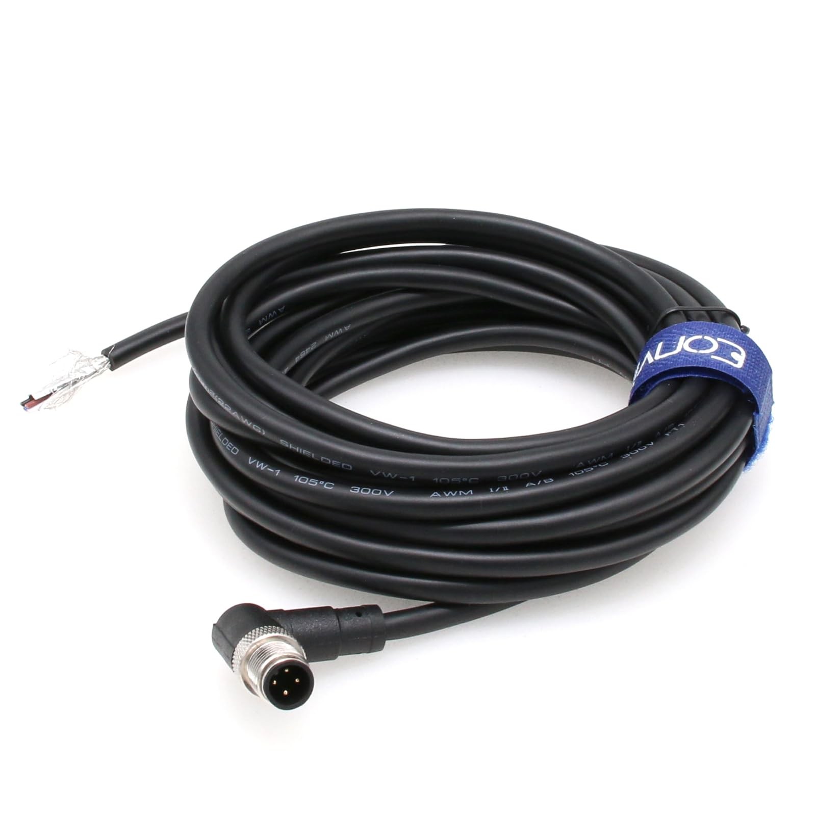 Industrial M12 4 Pin Male Right Angle Aviation Connector Sensor Cable 5M