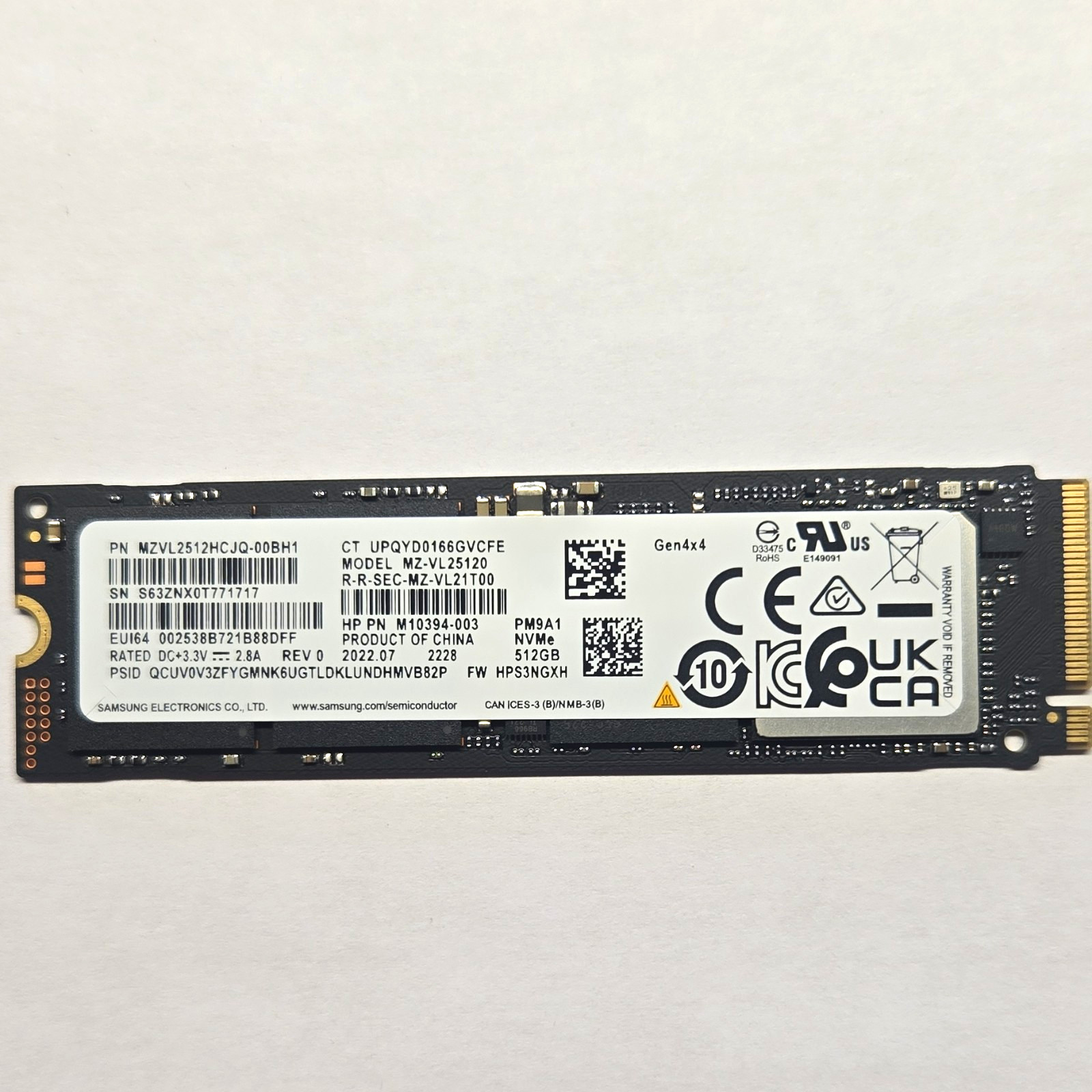 Samsung PM9A1 512GB NVMe M.2 2280 Internal SSD MZ-VL2512 Shock Resistant