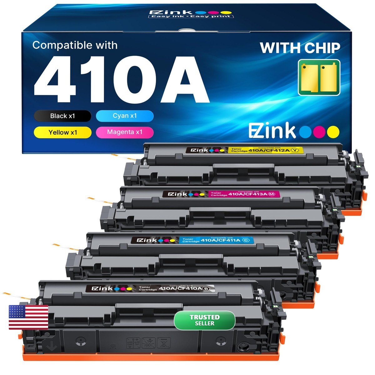 E-Z Ink 410A Toner Cartridge High Yield 4-Pack for HP Color LaserJet Pro M477