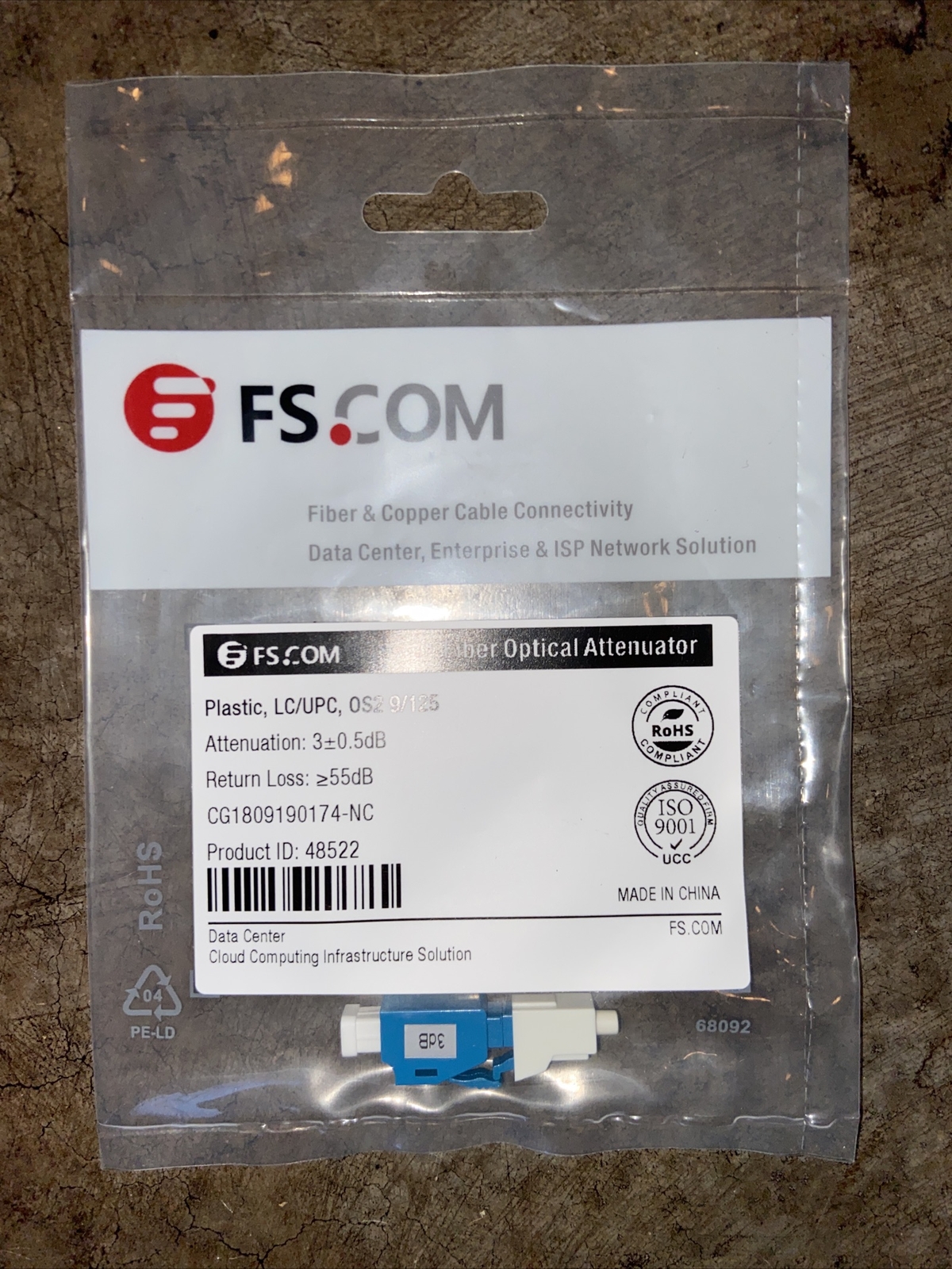 3dB LC/UPC Connector Fiber Optic Optical Attenuator Plug-in Type Single Mode