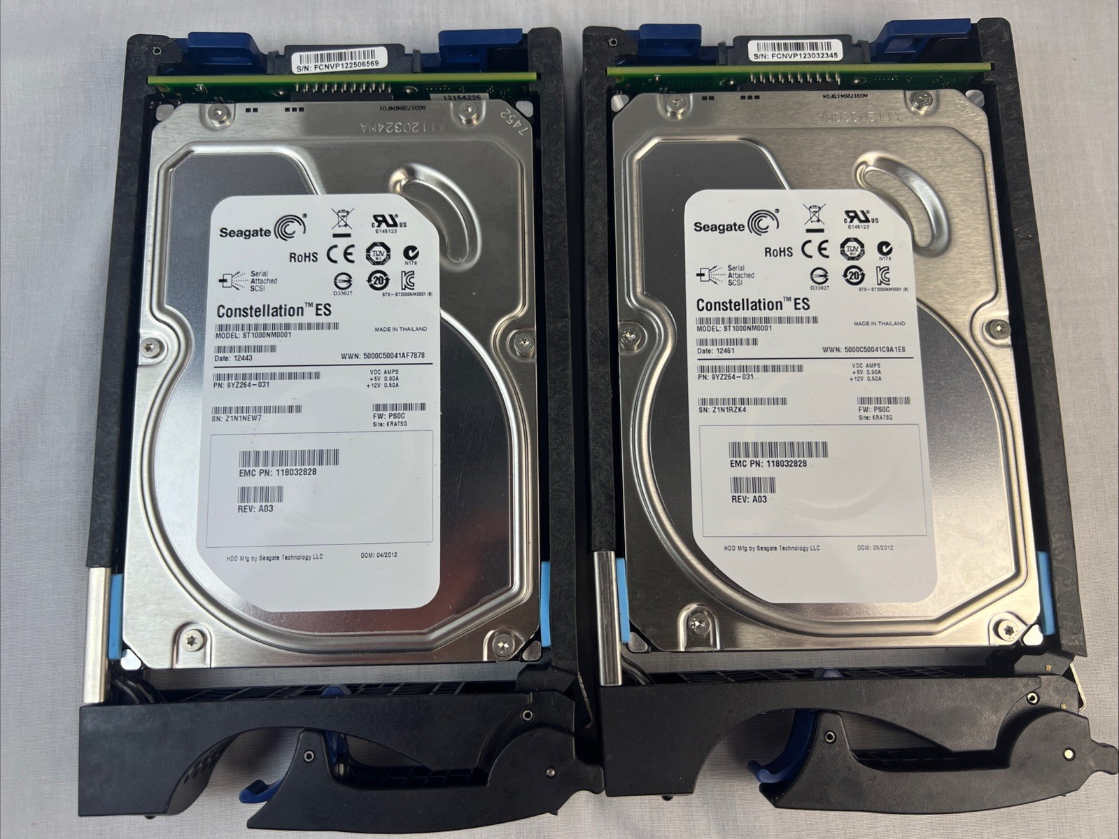 Lot (2) Seagate Constellation ES 1TB ST1000NM0001 EMC 118032828 7.2K 6Gbps 3.5"