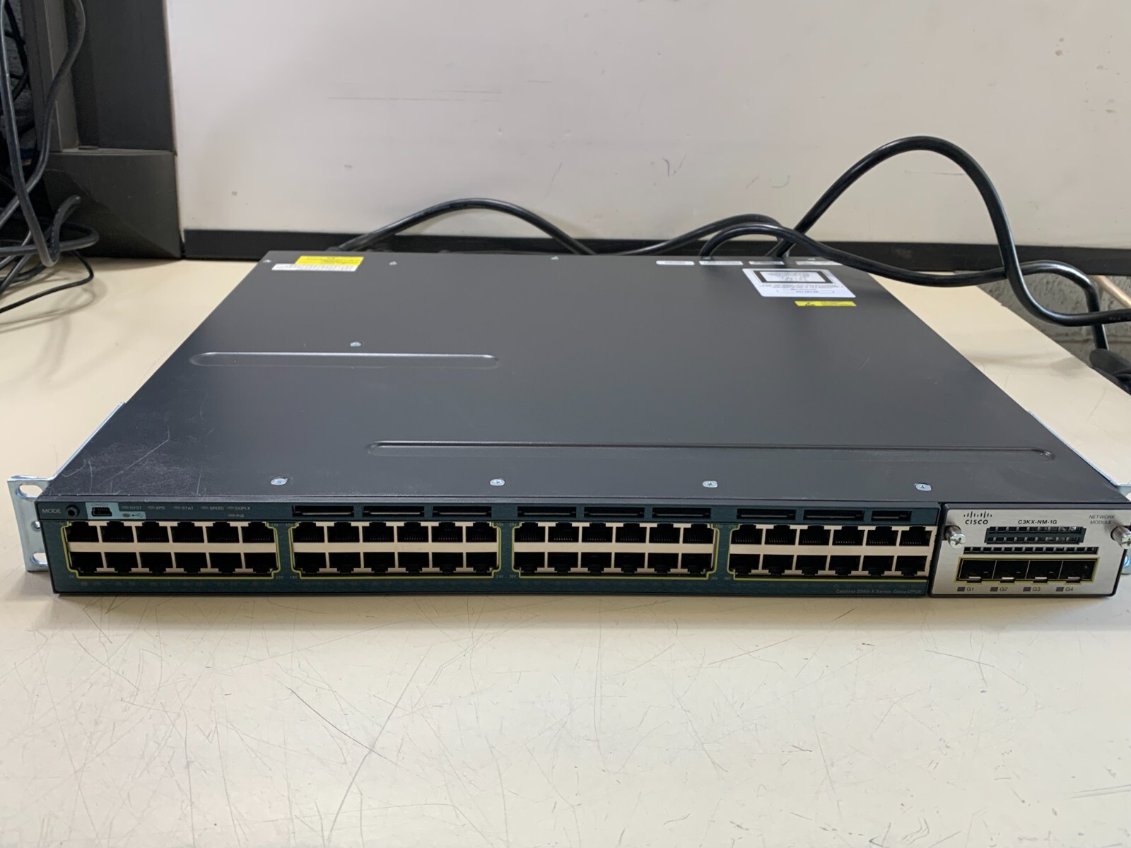 CISCO CATALYST 3560X UPOE SWITCH WS-C3560X-48U-L V01 W/ (2x) C3KX-PWR-7 15WAC
