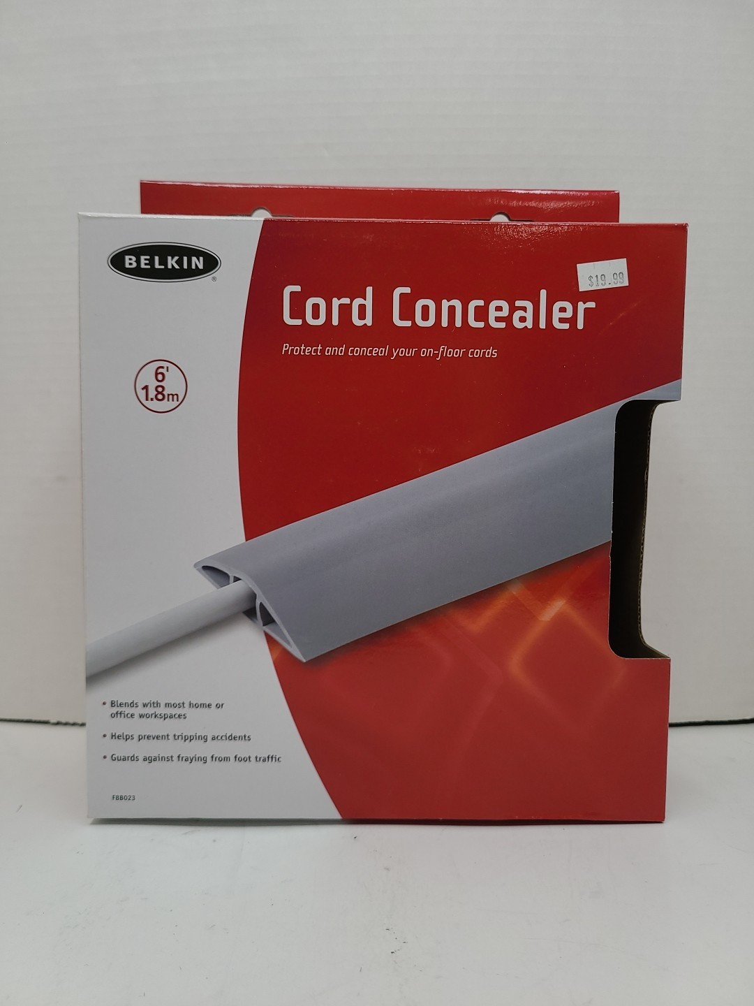 Belkin 6ft Floor Cable Concealer Cord Cover Gray Rubber Wire Management F8B023