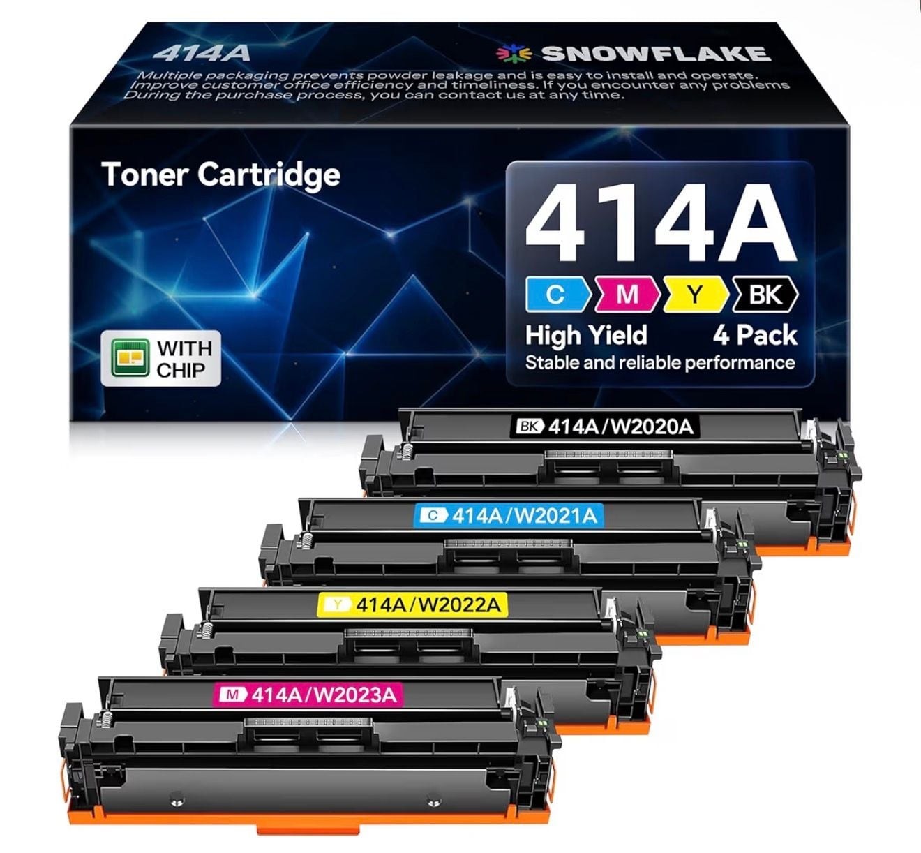 414A Toner Cartridge 4-Pack with Chip (W2020A W2021A W2022A W2023A) for HP Color