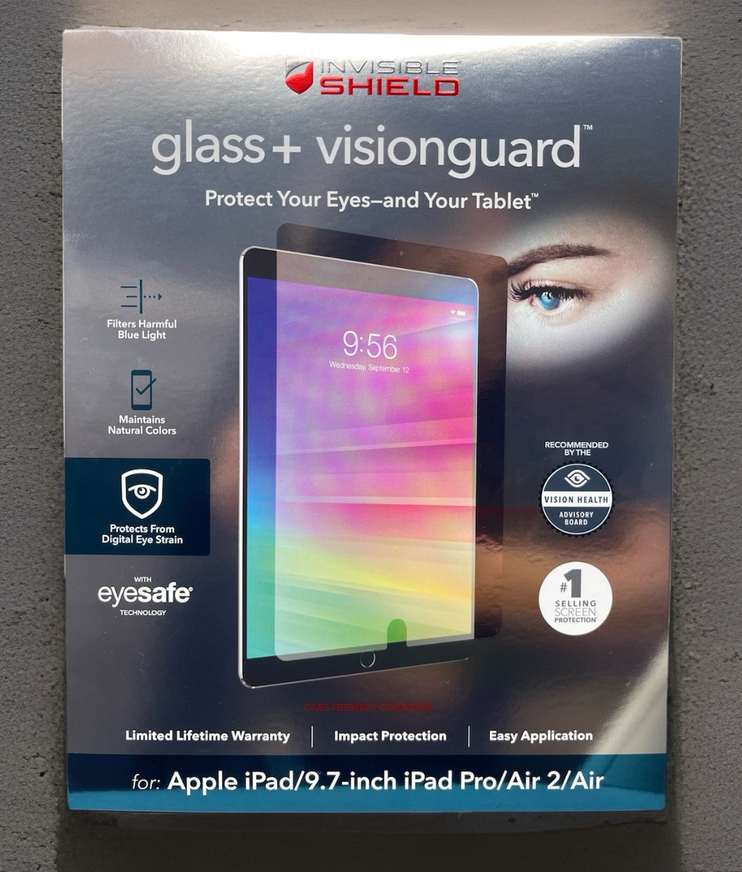 InvisibleShield Glass+ VisionGuard 9.7" iPad, iPad Pro, iPad Air 2 Glass Shield