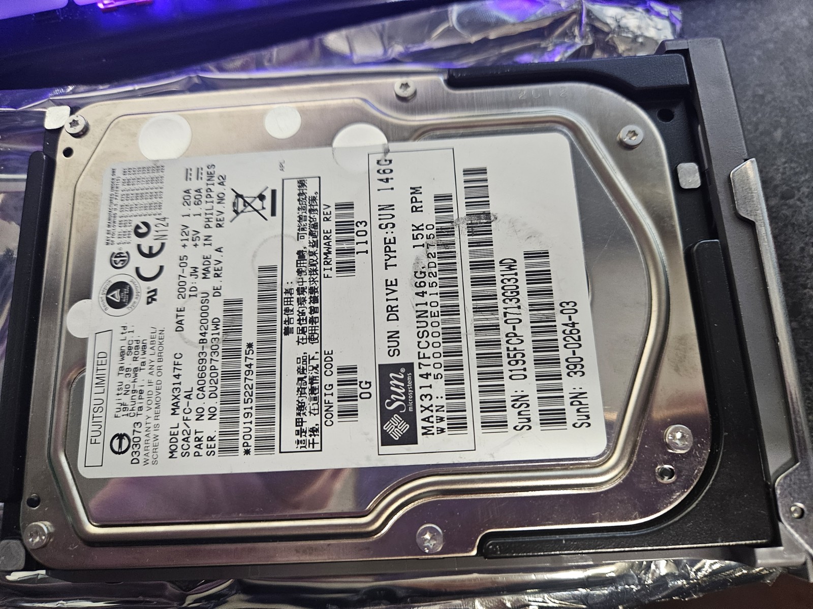 sun microsystems 146g 15k rpm hard drive