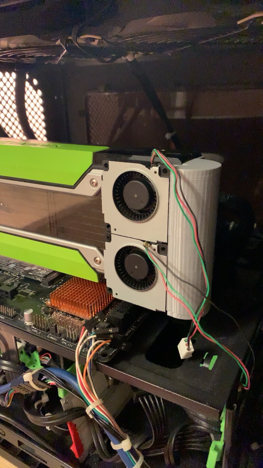 Ultra Short Dual Fan Cooling Mod Kit For NVIDIA Tesla P100 P40 M40 GPU