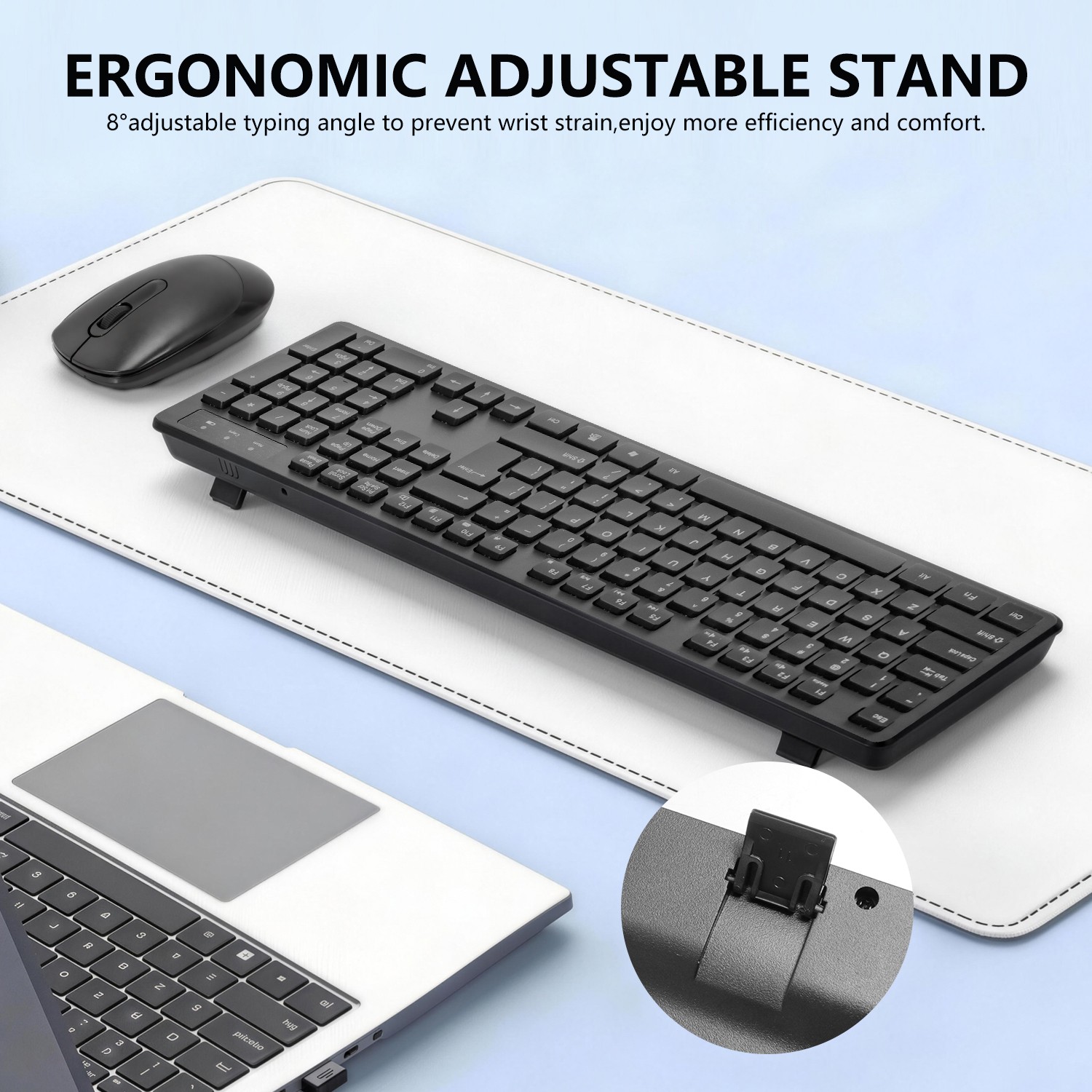 Wireless Keyboard And Mouse Set 2.4GHz UK USB Receiver For PC Laptop Full-Size