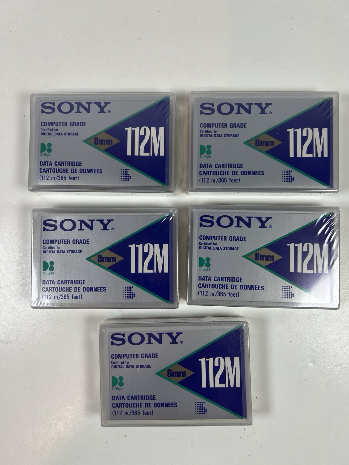 5 Sony D8 D-Eight Data 8mm Tape/Cartridge 5GB 112, QG112M Factory Sealed