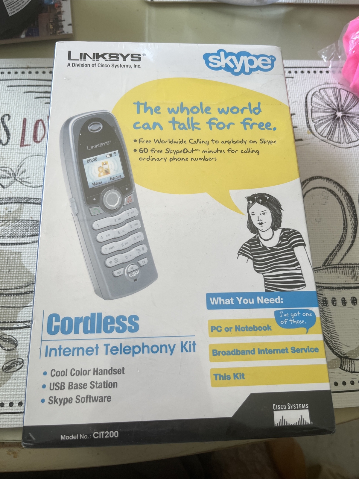 Linksys CIT200 Cordless Internet Telephony Phone Kit Supports SKYPE