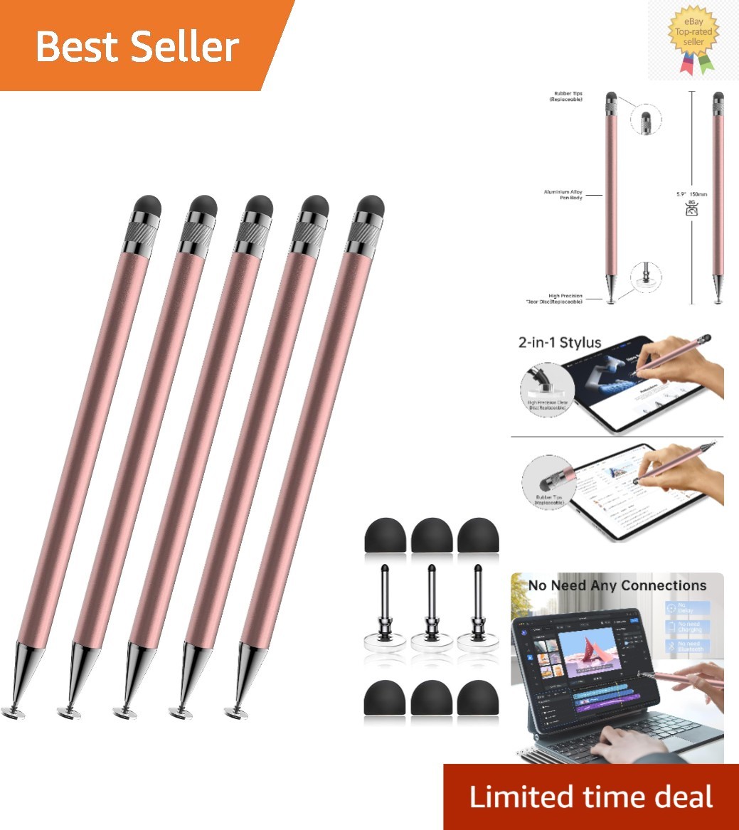 High Sensitivity Rose Gold Stylus - 5-Piece Set for Ultimate Touchscreen Control