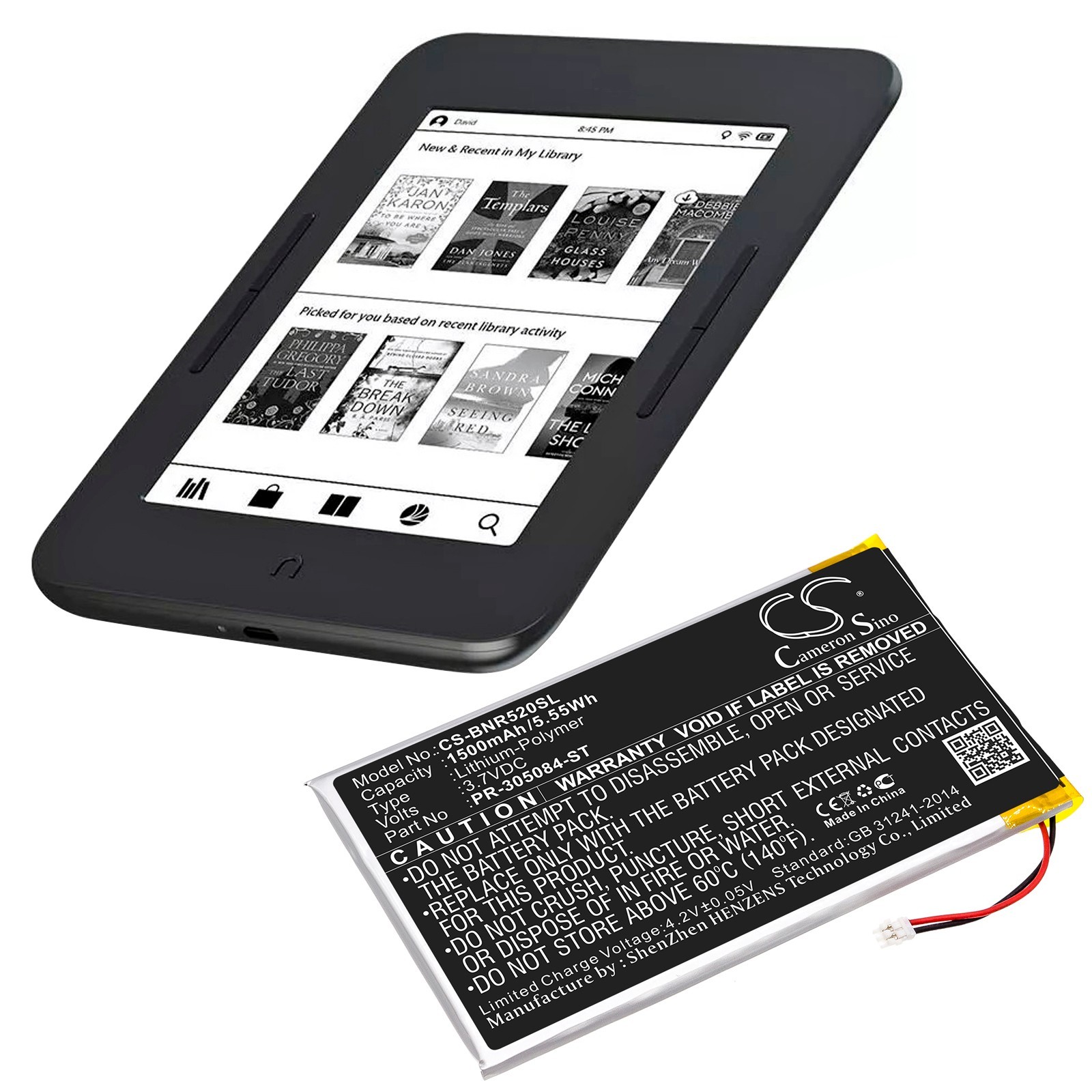 BATTERIE 1500mAh PR-305084-ST For Barnes & Noble BNRV520 GlowLight 3