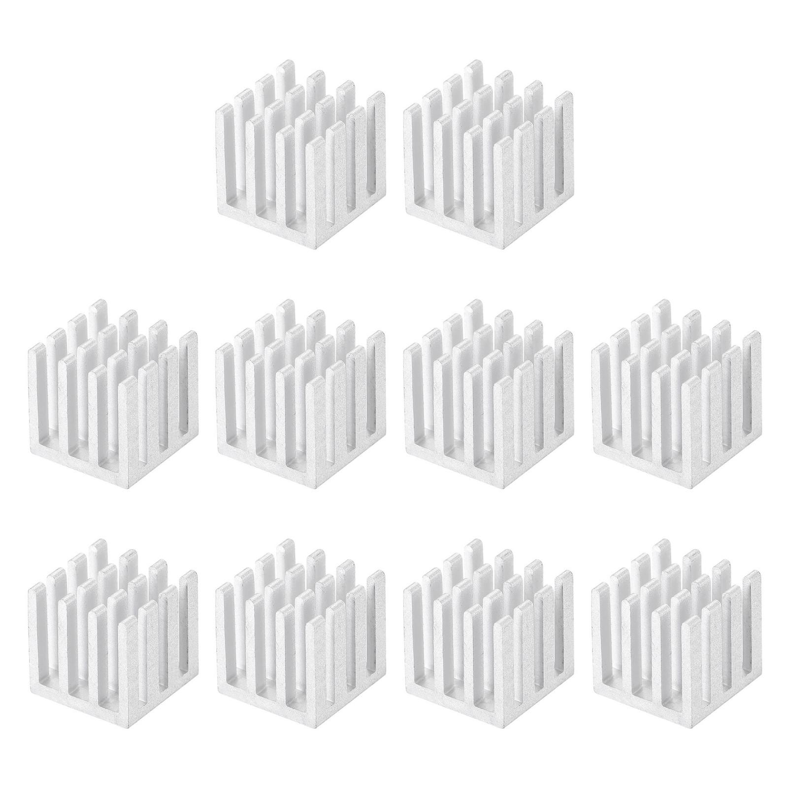 14x14x14mm Aluminum Heatsink Radiator for MOS IC Chip Silver Tone 10 Pcs