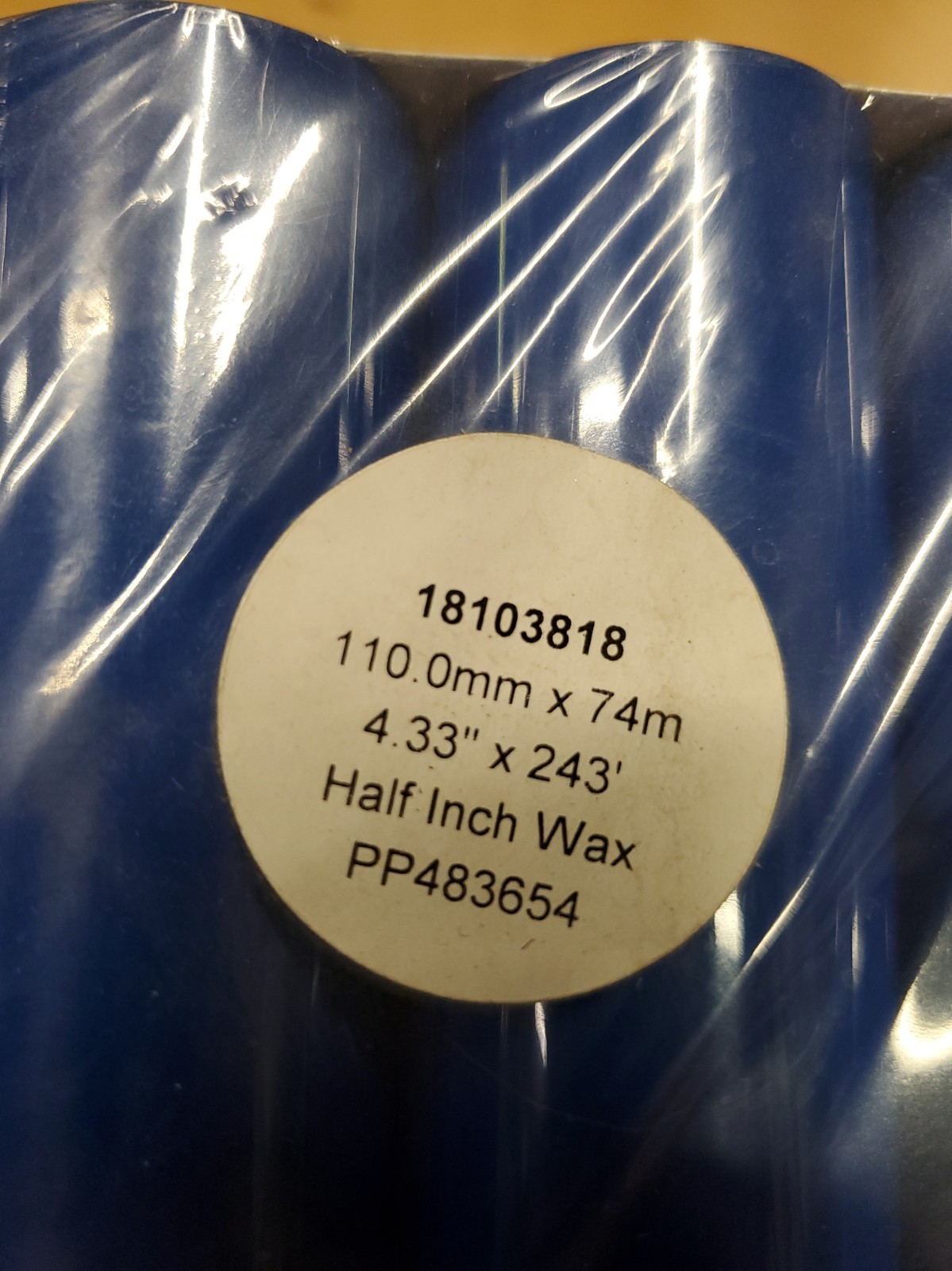 6 Rolls 4.33"x 243'/110mm x 74m Resin-enhanced Wax Thermal Transfer Ribbon