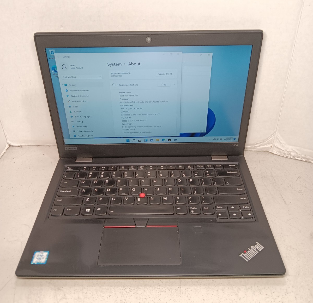Lenovo ThinkPad L380 13" Laptop Core i5-8250U 2.5GHz 8GB RAM 256GB SSD Win11 #69
