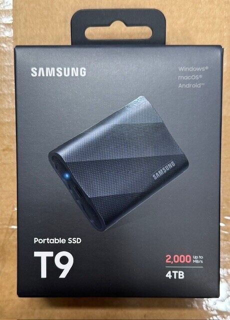 NEW SEALED Samsung T9 4TB USB-A Portable External SSD - Black (MU-PG4T0B/AM)