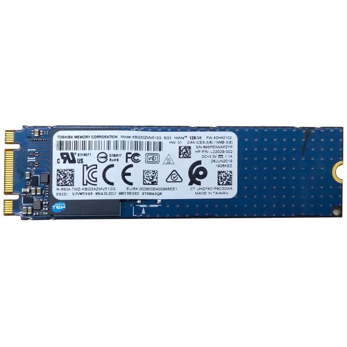 Toshiba Bg3 Ssd 128Gb M.2 2280 NVME PCIe 3.0 X2 Solid State Drive Computer Pc