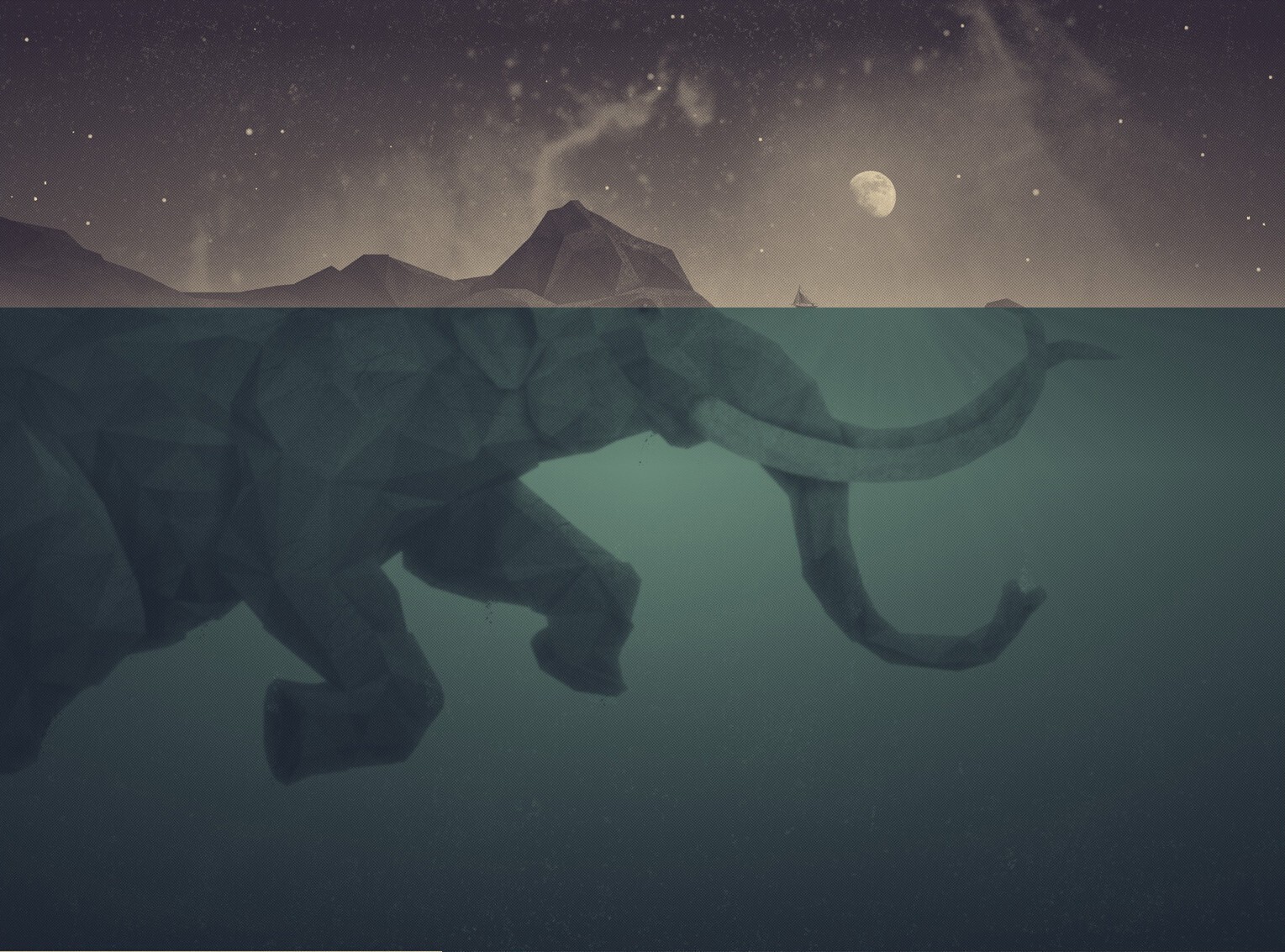 Landscape elephant water art moon animals mammals Custom Gaming Mat Desk