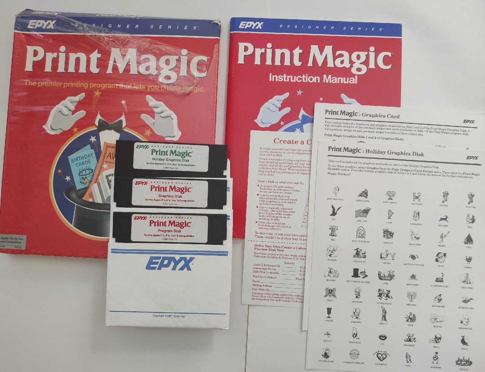 Apple II PRINT MAGIC 1987 by Epyx - BIG BOX Complete IIc IIe IIgs 5.25 floppy 