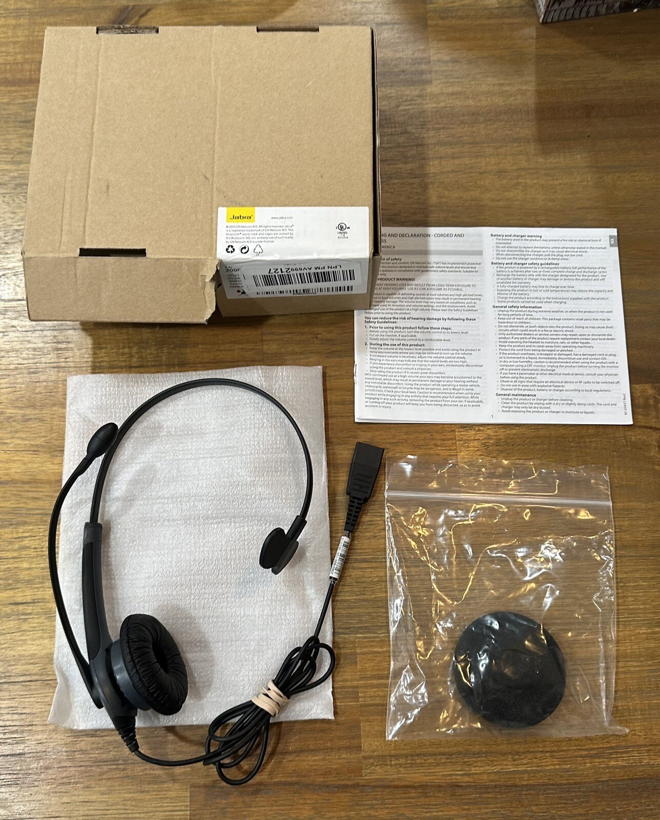 Jabra GN2000 Mono Noise Canceling IP Gray Headband Headset w/ Box & Foam Mic