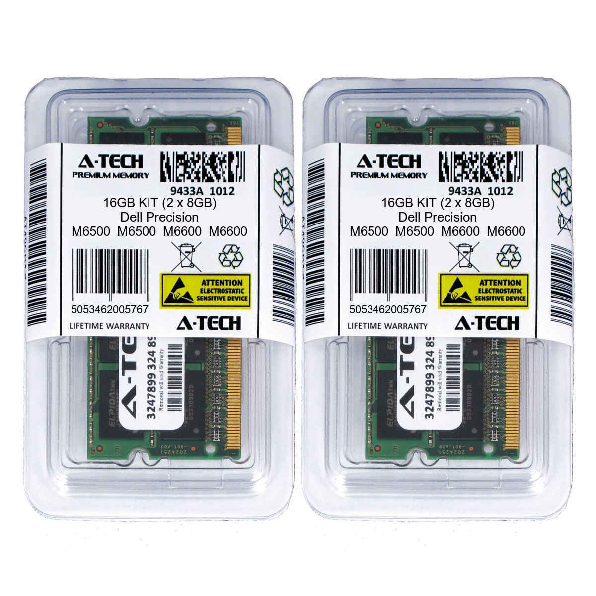 16GB KIT 2 x 8GB Dell Precision Mobile Workstation M6500 M6600 Ram Memory