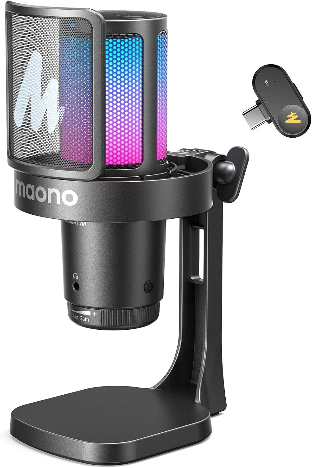 MAONO DGM20W Wireless Desktop Gaming Microphone for PC Phone PS4 PS5 USB-C RGB