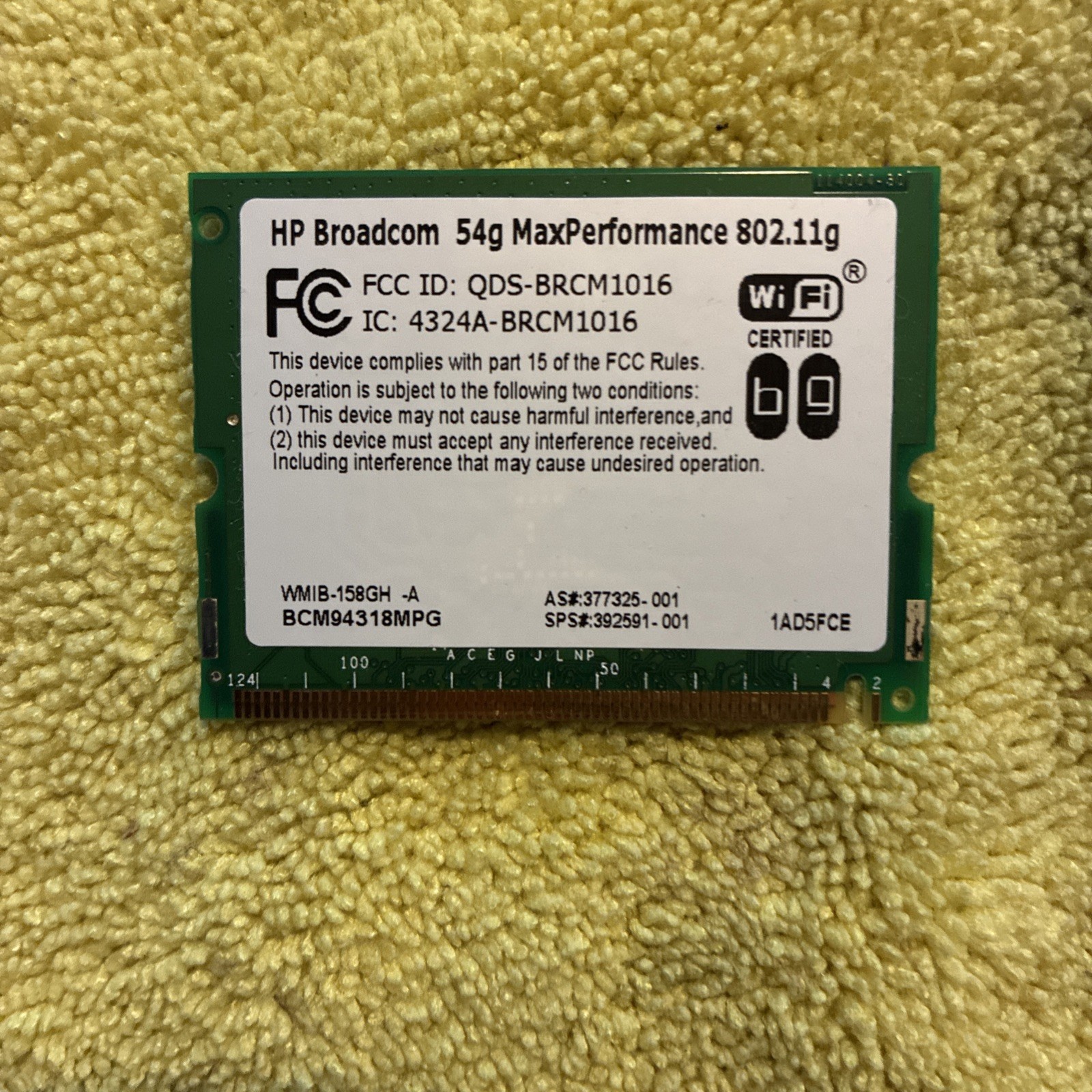 N Compaq 2500 HP Broadcom WiFi 54g Wireless Card BCM94306MP 326685-001 325333-00