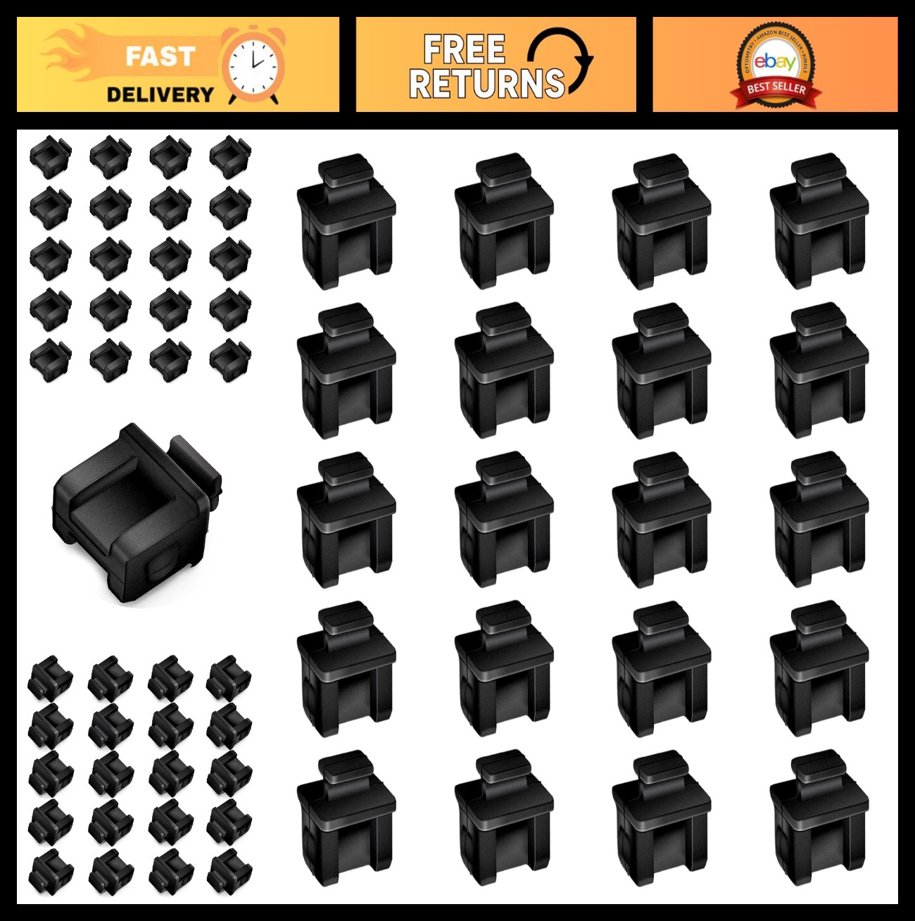 20pcs Silicone Dust Covers for SFP SFP+ XFP Network Switch Slots - Type B Caps