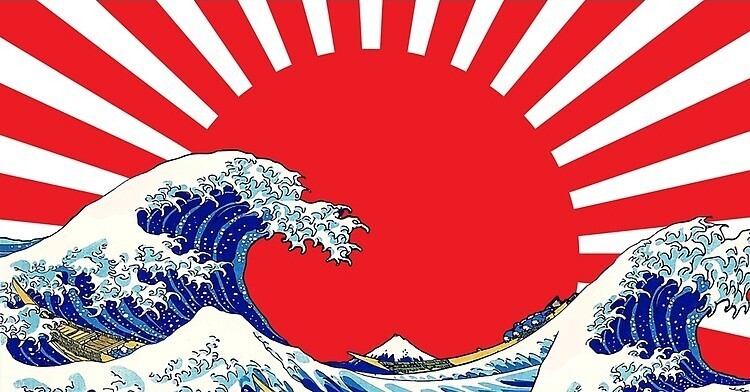 🌊Great Wave Hokusai Rising Sun - Desk Mat, 80x40cm / 31.5in x 15.5in, Deskmat