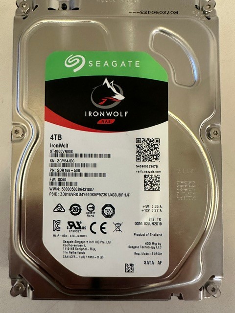 Seagate IRONWOLF  ST4000VN008 4TB  HDD 3.5" SATA Hard Drive - USED