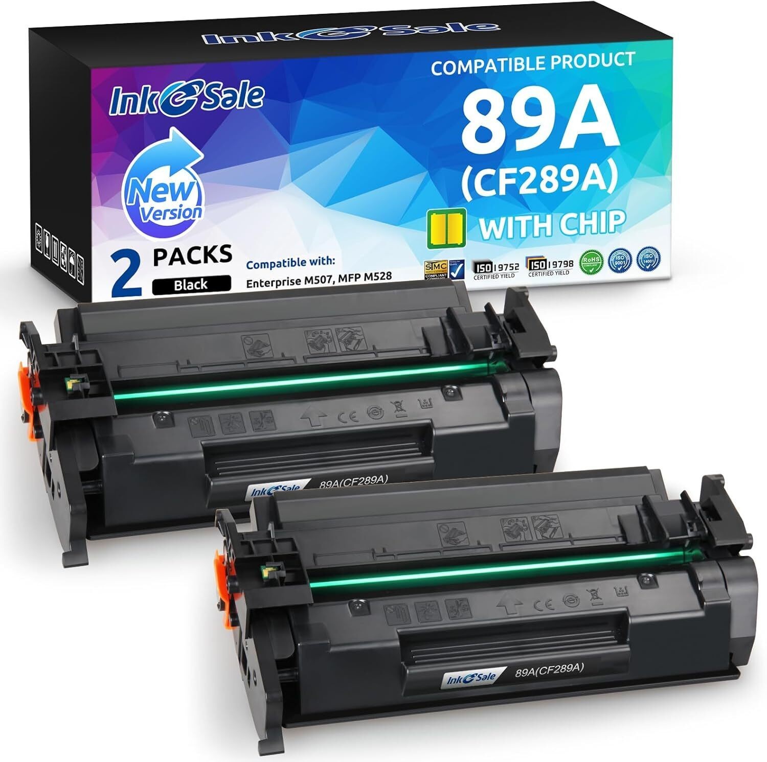 2 Pack 89A Toner Cartridge Compatible Replacement for HP 89A CF289A (with Chip)