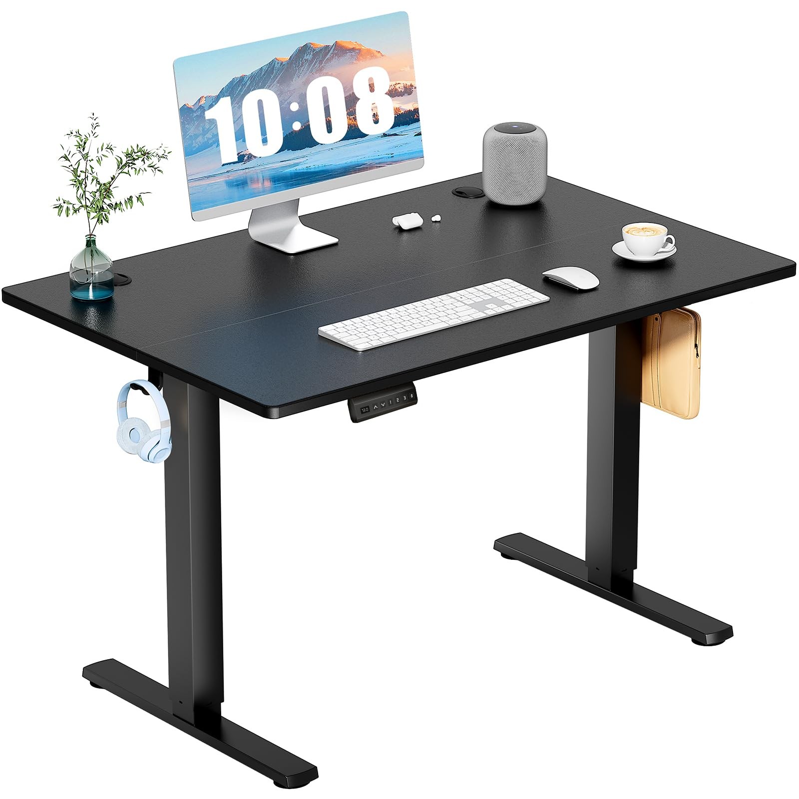 Electric Standing Desk 40 Inch Height Adjustable Memory Presets White DUMOS Work