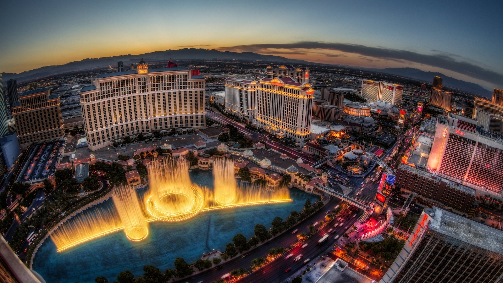 Landscape las vegas building fountain mountains city Custom Gaming Mat Desk
