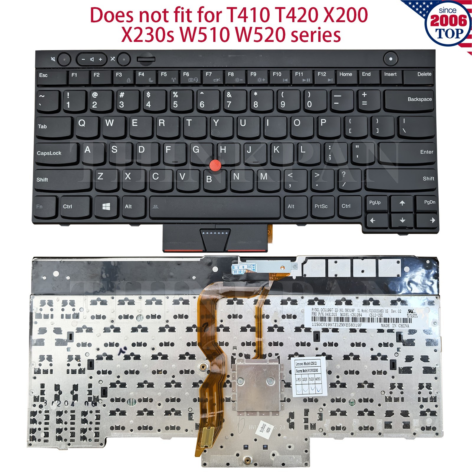 Genuine US Keyboard for Lenovo Thinkpad T430 T530 W530 X230 X230i L430 L530