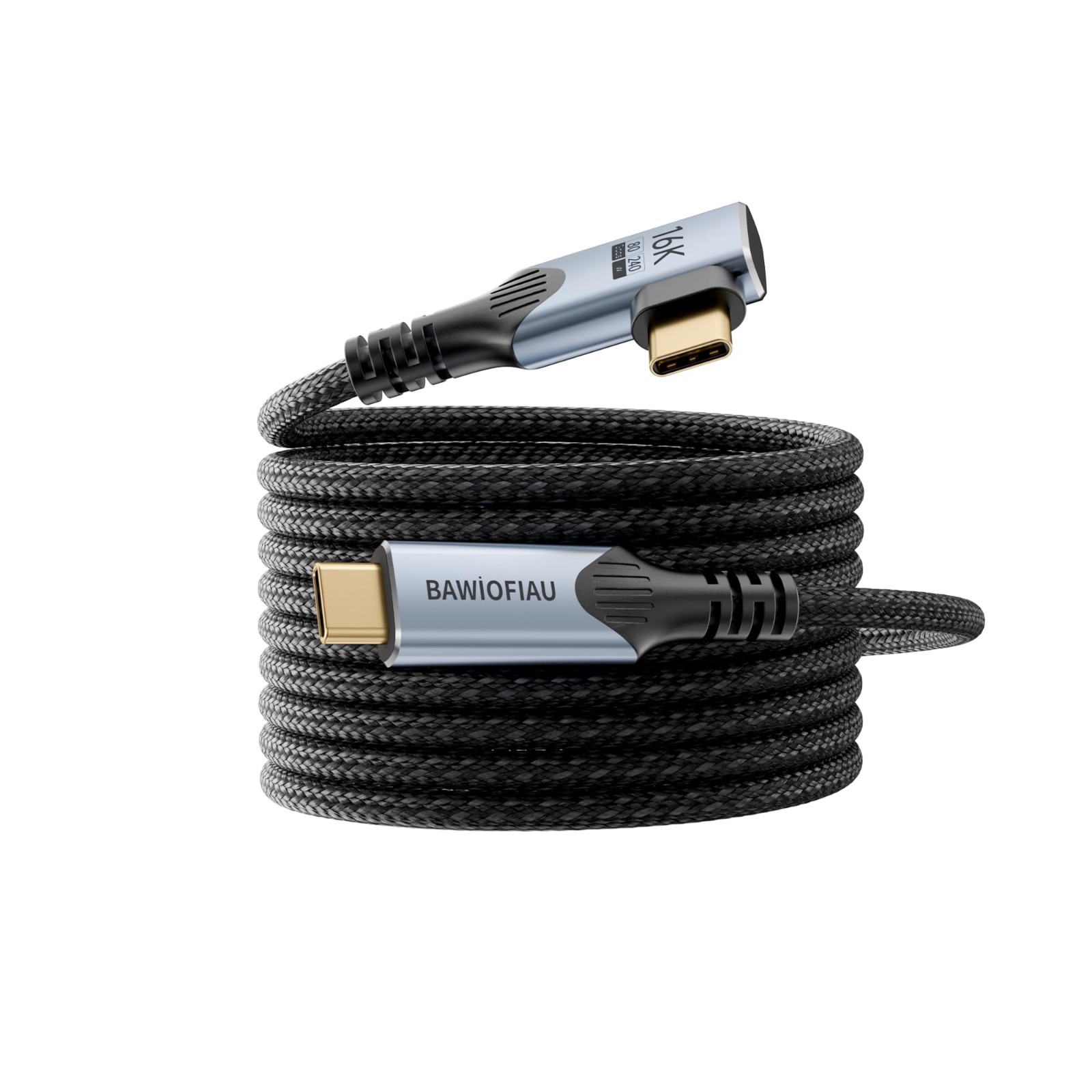ft Right Angle USB-C to USB-C Cable 80Gbps 240W 8K 120Hz Thunderbolt 3/4/5