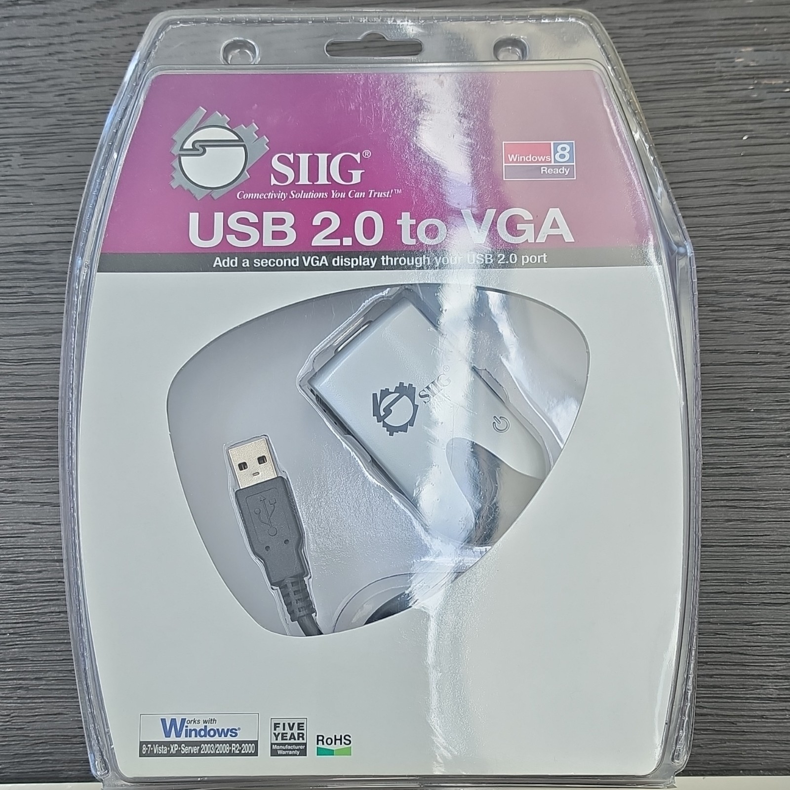 SIIG USB 2.0 to VGA/SVGA Adapter Converter 3ft Bus Powered JU-000071-S1