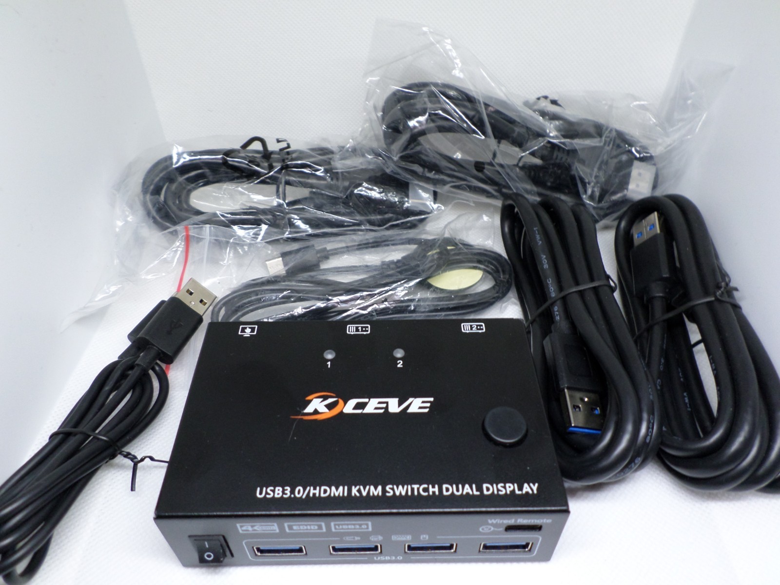 K-CEVE 2 ports KVM SWITCH DUAL DISPLAY HDMI KVM202AS Open Box